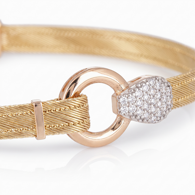 14k Hasır armband met roségoud middenstuk