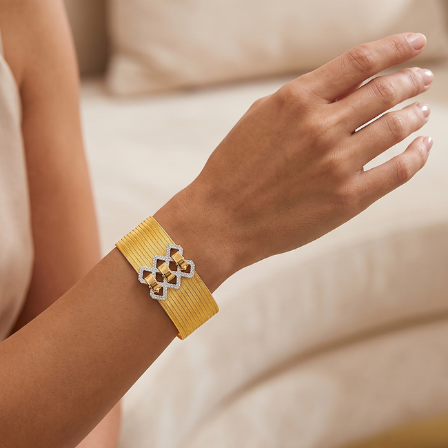 22k Hasır armband met 14 rijen en diamant