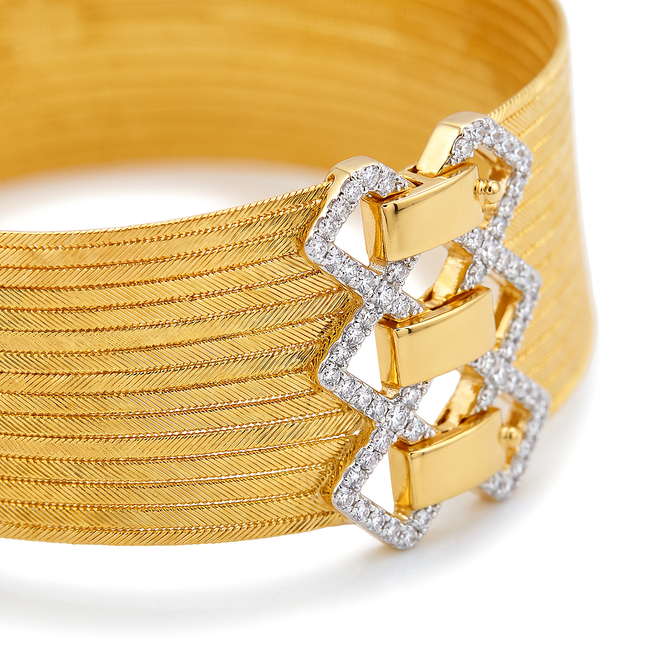 22k Hasır armband met 14 rijen en diamant