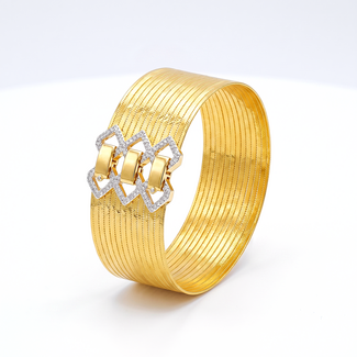 Brede Hasır Armband met Diamanten