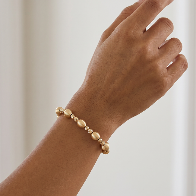 Elegante gouden bolletjesarmband 17,5 cm