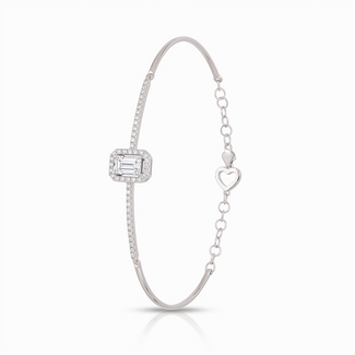 Witgouden Armband met Emerald Cut Steen en Diamanten