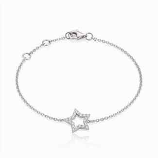 Witgouden Ster Armband met Diamant