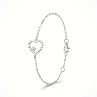 Witgouden armband met open hartje