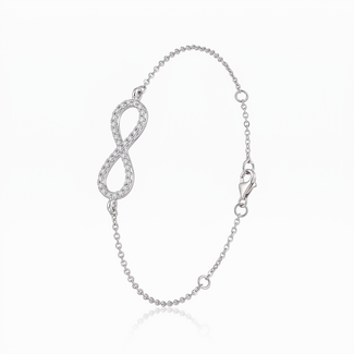 Witgouden Infinity Armband met Diamant
