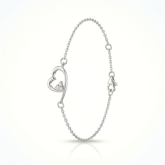 Witgouden hart armband diamantcluster