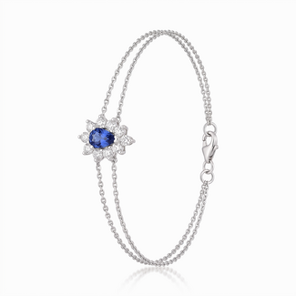 Witgouden Saffier Bloem Armband