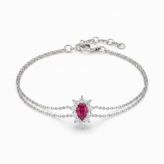 Witgouden Robijn Bloem Armband