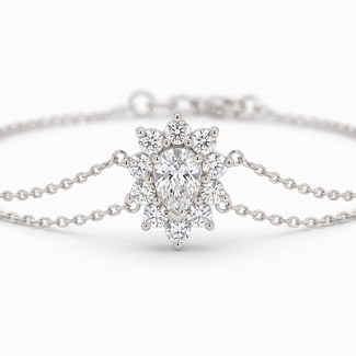 Witgouden Diamant Bloem Armband