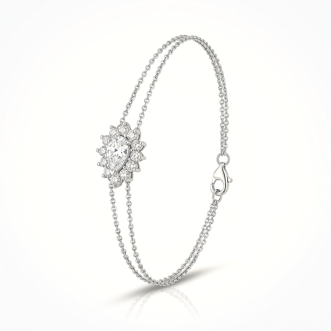 Witgouden bloem armband met diamanten