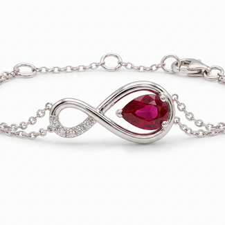 Witgouden Robijn Infinity Armband