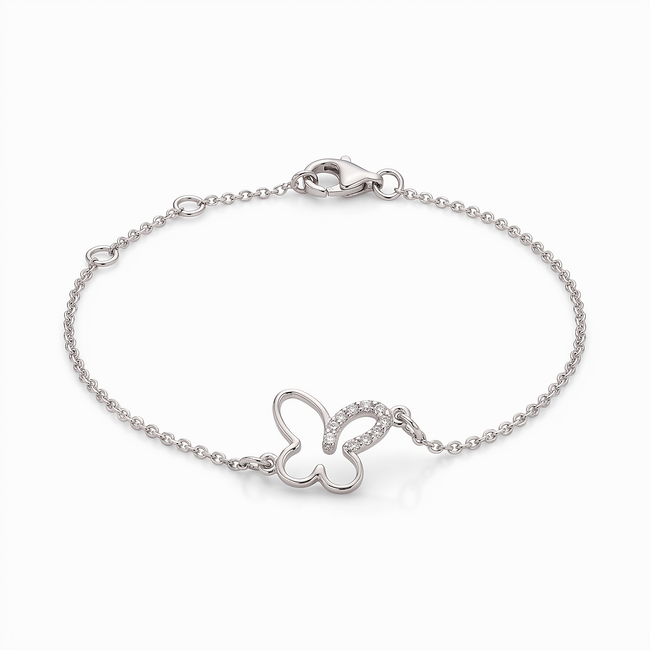 Witgouden vlinder armband met 0.06 ct diamant