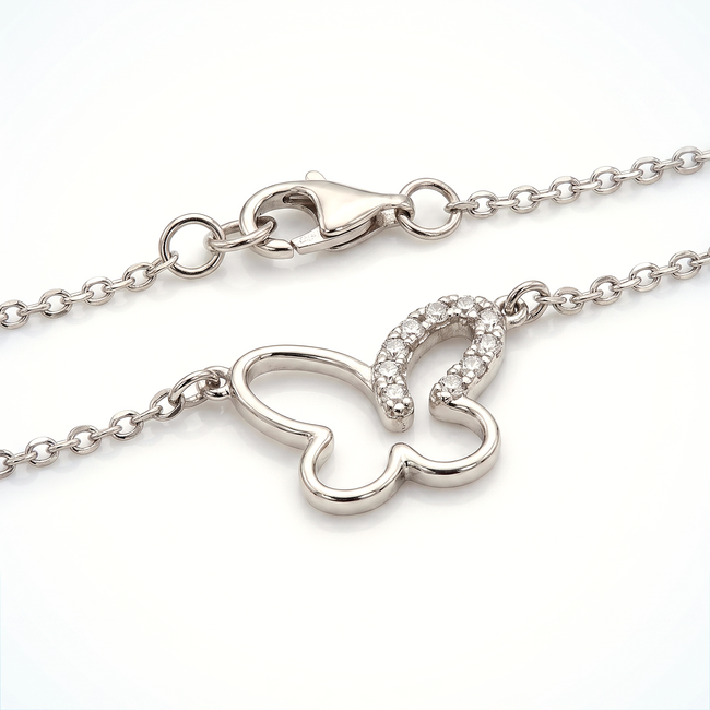 Witgouden vlinder armband met 0.06 ct diamant