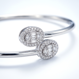 Open Witgouden Diamanten Armband 0.12ct