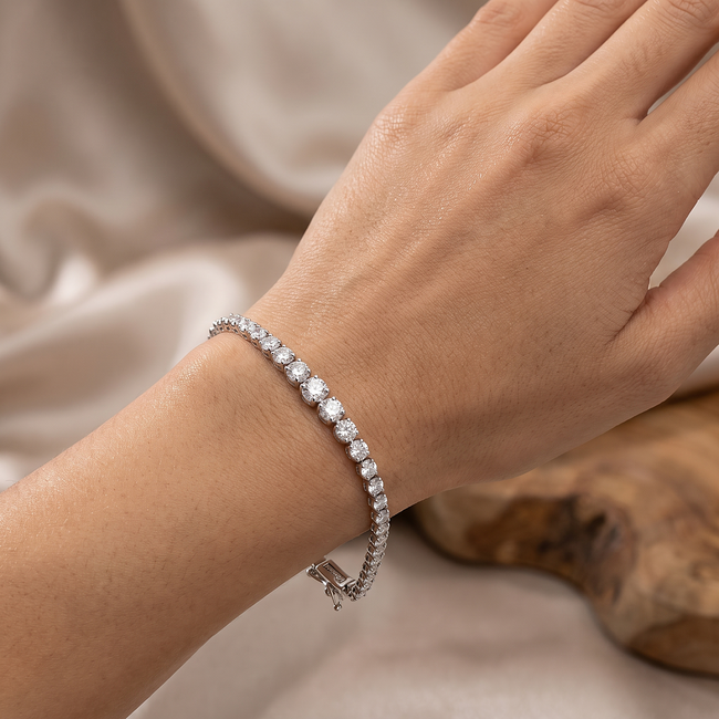 14k witgouden diamanten armband 18.5 cm