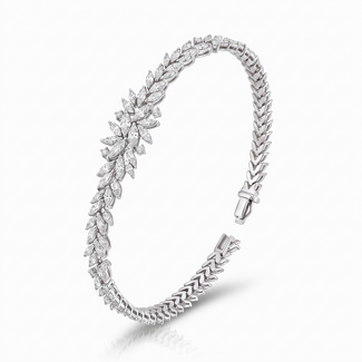 Witgouden Diamanten Armband Met Blad Design