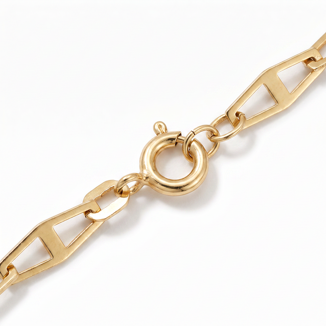 Gouden schakelarmband dames 14 karaat geelgoud met platte schakels