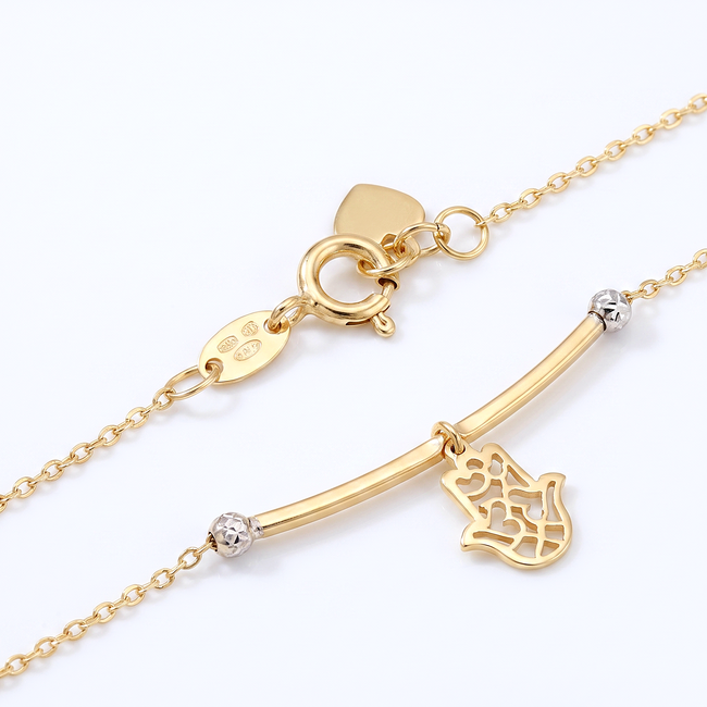 Gouden bedelarmband 14 karaat met hand van Fatima