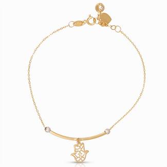 Gouden bedelarmband hand van Fatima