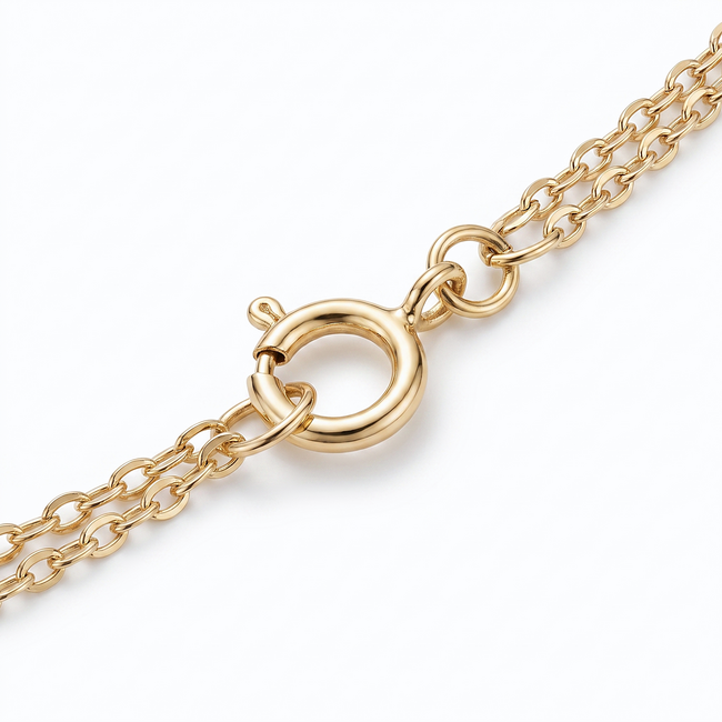 Fijne gouden armband 14 karaat met halve maan van zirkonia