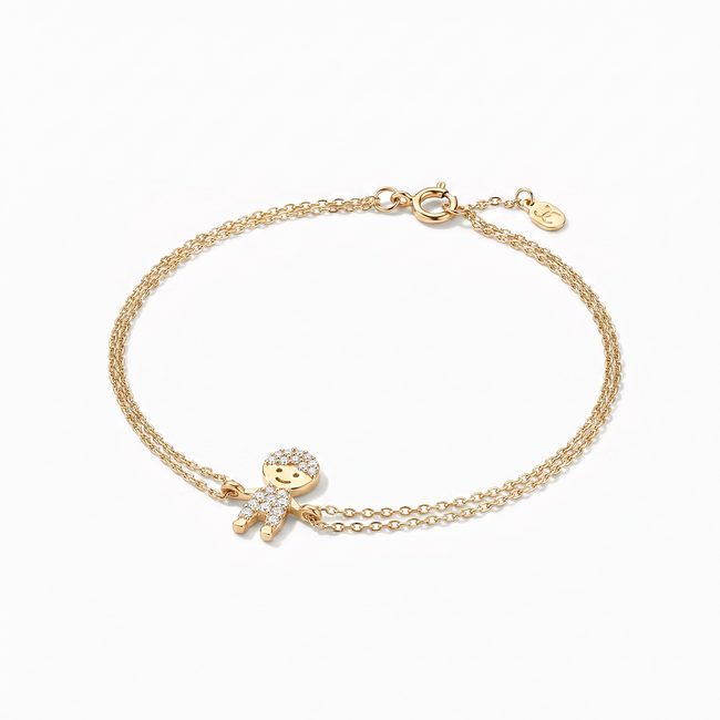 Gouden mama armband 14 karaat met jongetje van zirkonia