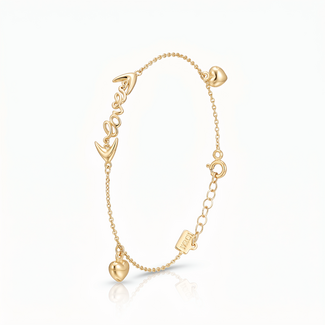 Gouden hartjes armband met love