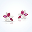 Labdiamanten oorbellen met Ruby en bloemdesign