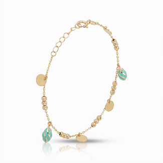 Gouden armband met muntjes en turquoise