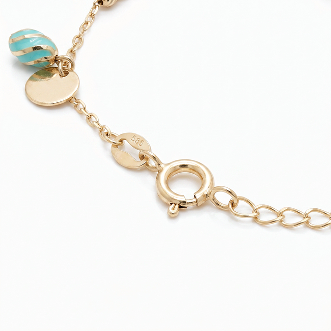 Gouden armband 14 karaat met muntjes