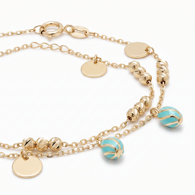 Gouden armband 14 karaat met muntjes