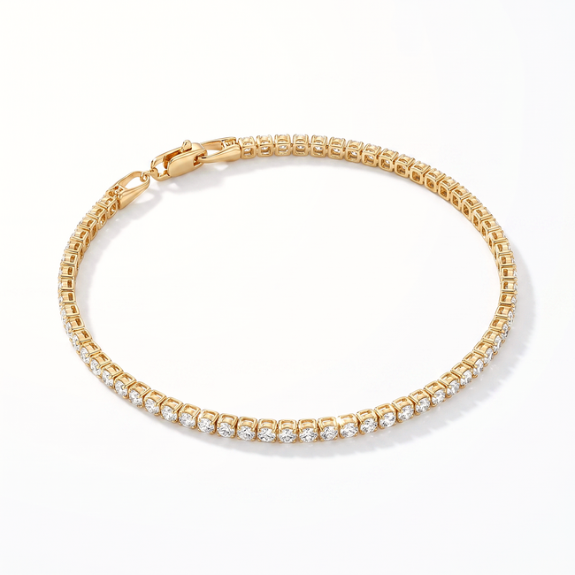 Gouden tennisarmband 14 karaat met zirkonia stenen