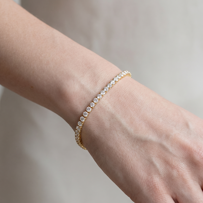 Gouden tennisarmband 14 karaat met zirkonia stenen