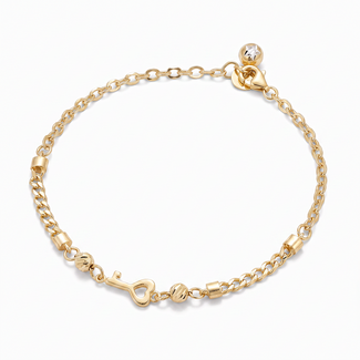 Gouden armband met sleutel en hartje