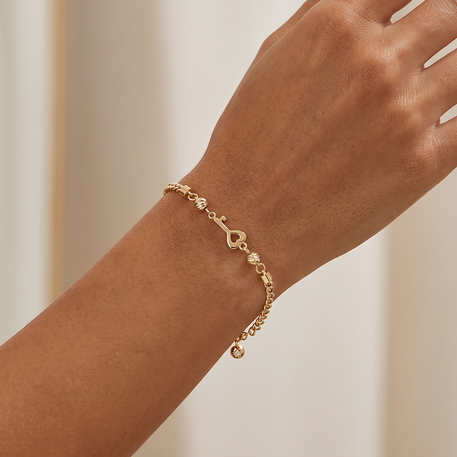 Gouden gourmet armband 14 karaat met sleutel