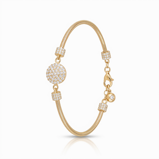 Gouden slangenarmband met zirkonia