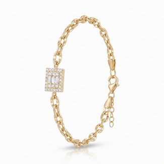 Gouden baguette armband met zirkonia