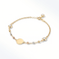 Graveerbare gouden armband 14 karaat met plaatje, tricolor dorika balletjes en zirkonia