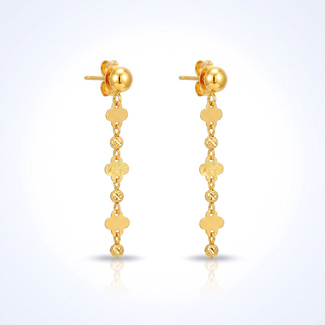 Gouden Klaver Oorbellen met Dorika Details
