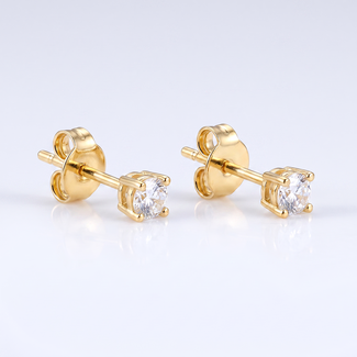 Gouden zirkonia oorstekers 3 mm
