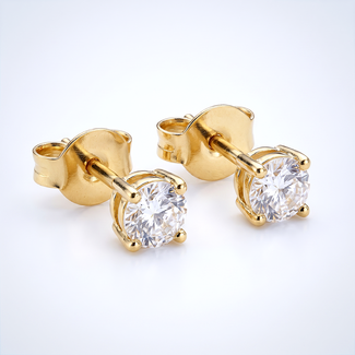 Gouden zirkonia oorstekers 4 mm