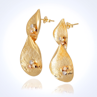 Gouden Oorbellen met Blad Design