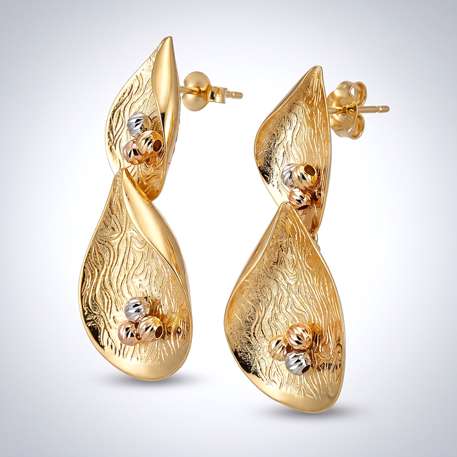 18k Gouden Dames Oorbellen met Blad Design