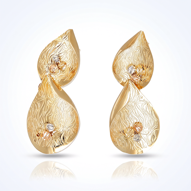 18k Gouden Dames Oorbellen met Blad Design