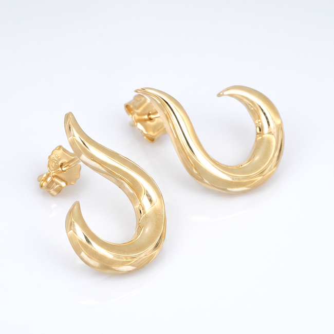 14 karaat gouden oorbellen met golvend S-design