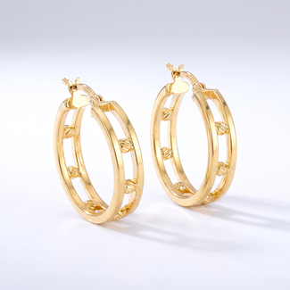 Gouden hoops dubbel geslepen 20 mm