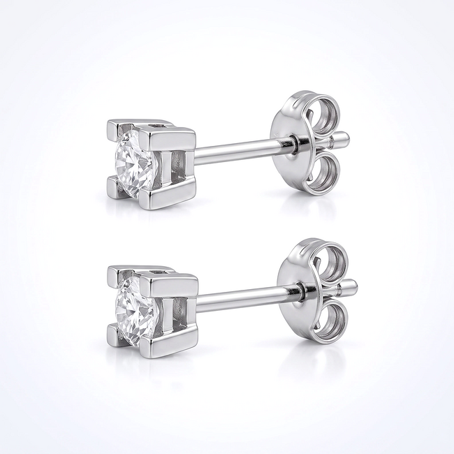 Solitaire oorstekers met briljant, 0,21 ct