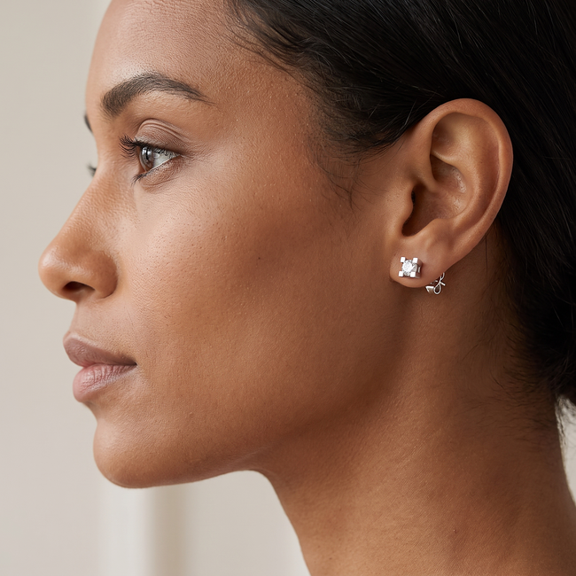 Solitaire oorstekers met briljant, 0,21 ct
