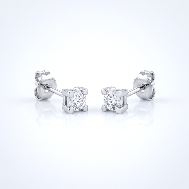 Solitaire oorstekers met briljant, 0,21 ct