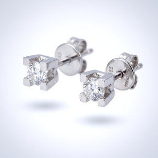 Witgouden diamant oorstekers 0.20 ct