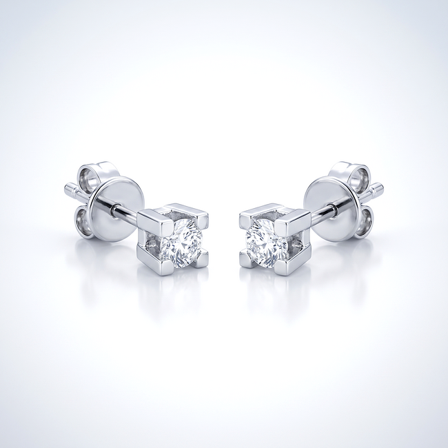 Oorstekers met solitaire diamant, 0,20 ct